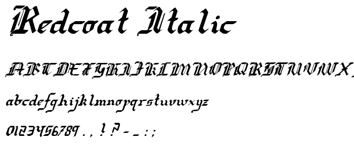 Redcoat Italic  font